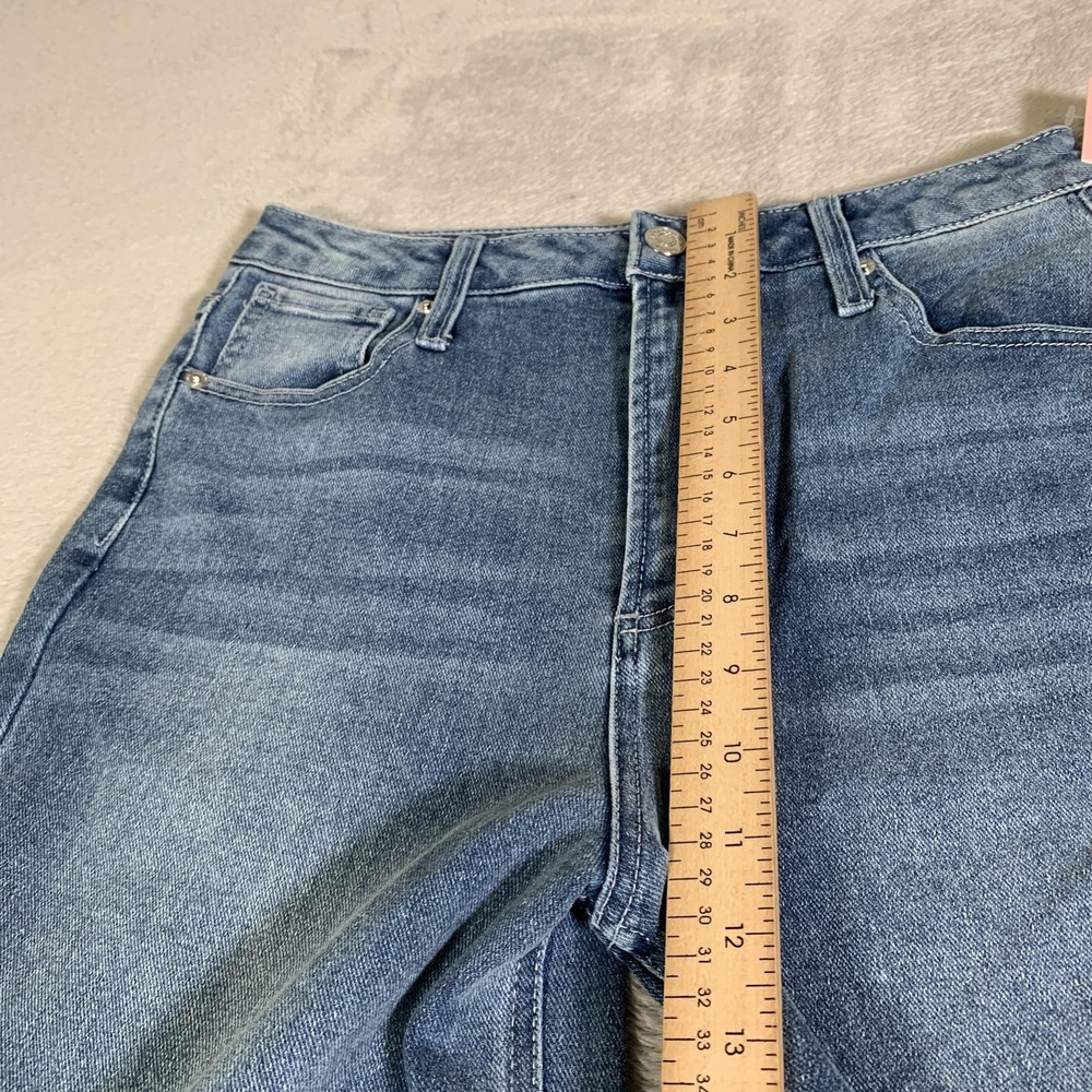 Juicy Couture Lunita Wide Leg Jeans Juniors 7/28 Blue Wash High Rise Rhinestone - Picture 7 of 16